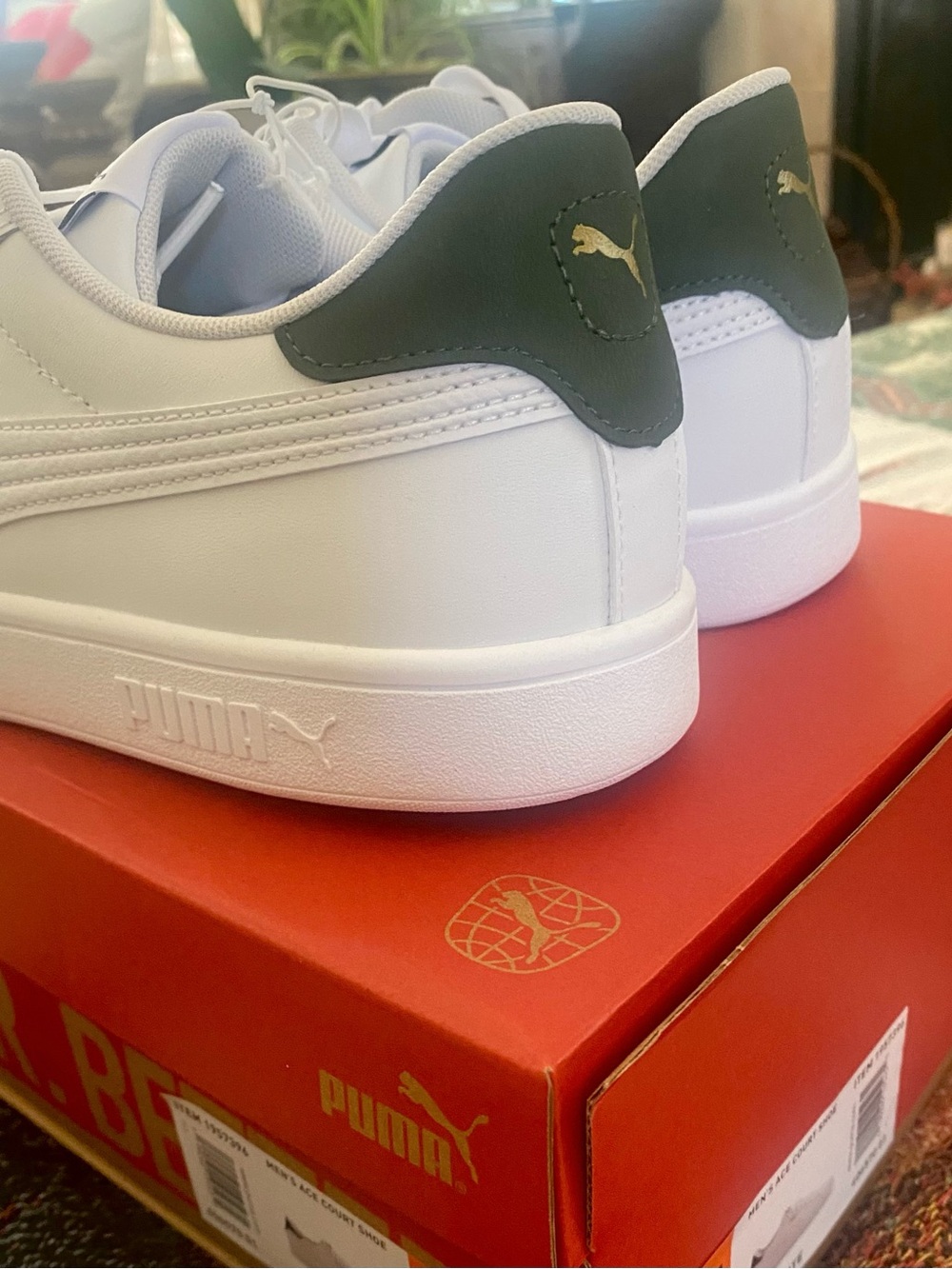 NEW Puma White Men’s Ace Court Sneaker White And Green Sz. 9.5 NIB - Picture 6 of 6